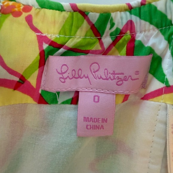 Lilly Pulitzer Wyatt Strapless Cotton Sun Dress Yellow Green Daffodils Size 0 - Picture 2 of 9